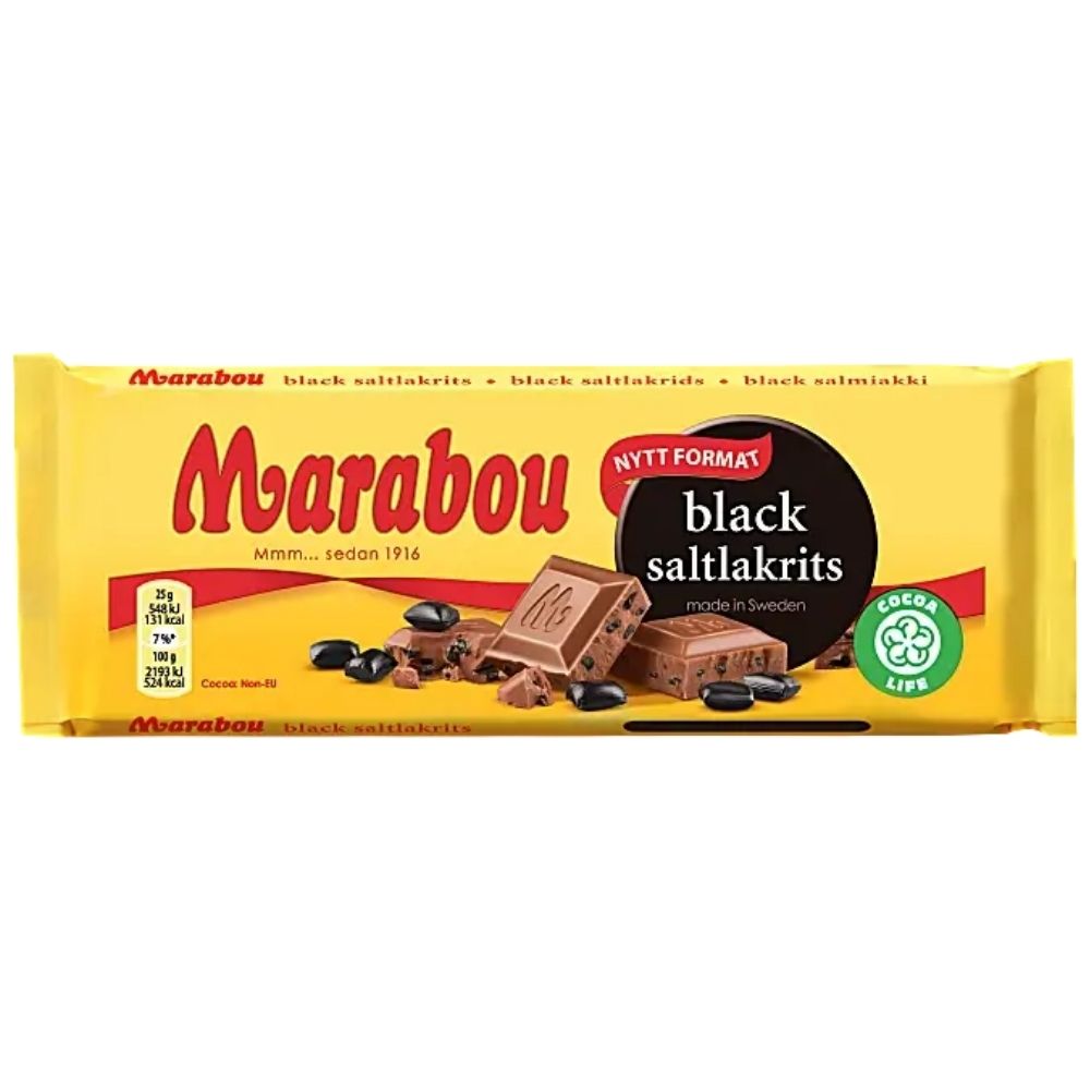 Marabou Black Salt Licorice Bar 100g