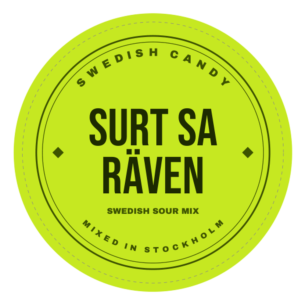Surt Sa Räven — Swedish sour mix label, mixed in Stockholm