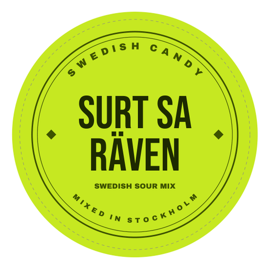 Surt Sa Räven — Swedish sour mix label, mixed in Stockholm