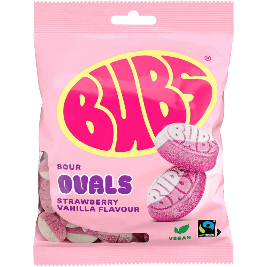 BUBS Godis Goody Strawberry and Vanilla Sour 90g 4