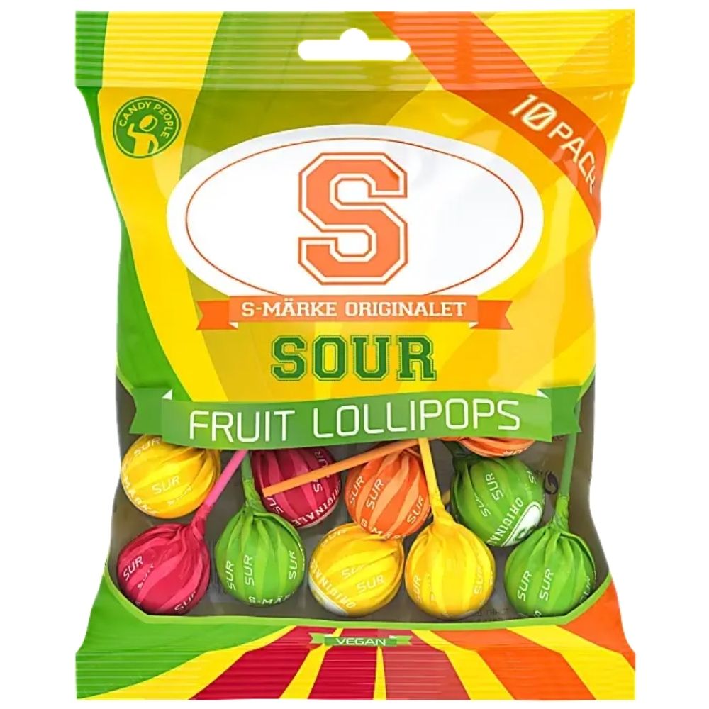 Candypeople S-sign Sour Fruit Lollipops 10 pack