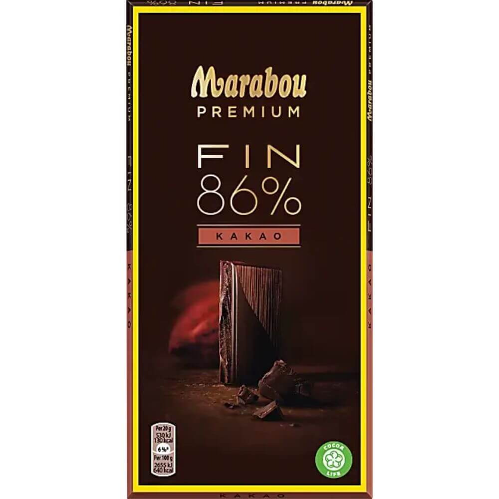 Marabou Dark Chocolate Premium Dark 86% Cocoa 100g