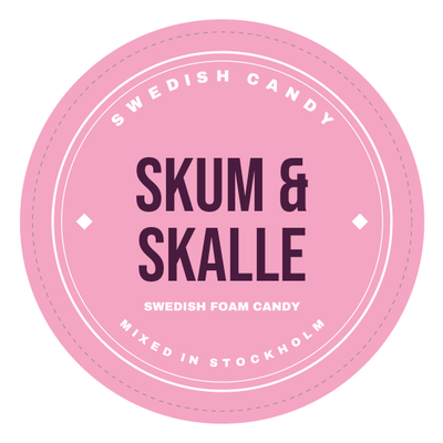 Skum & Skalle — Swedish foam candy mix label, mixed in Stockholm