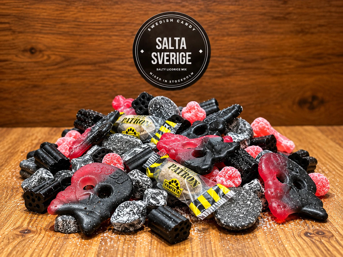 Salta Sverige — Swedish salty licorice pick and mix